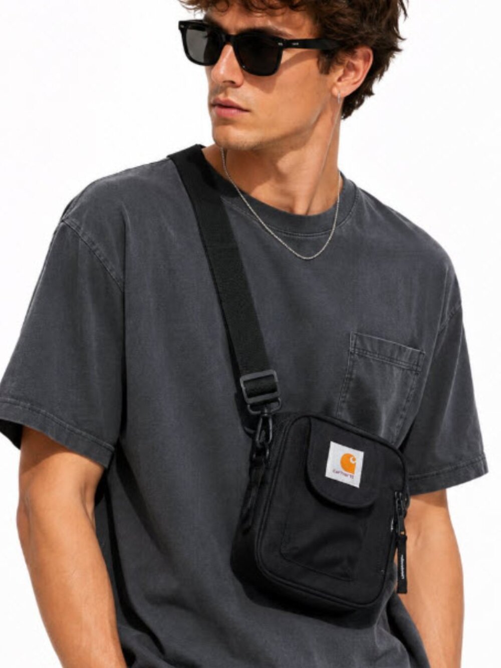 Carhartt Black Crossbody Belt Bag Adjustable Shoulder Utility Pack - Picture 1 of 15